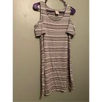 Faded Glory  Gray And White Striped Cold Shoulder T-shirt Dress Size M Photo 1