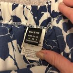 SheIn Navy and White Floral High Waist Shorts with Tassel Ties Photo 3