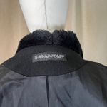 Vintage Black Wool Maxi Coat w/ Plush Faux Fur Collar & Cuffs Size 16 Photo 6