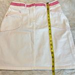Loft Ann Taylor  Stretch White Denim Skirt Women’s Size 6 Pink Gingham Trim Photo 6