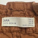 ZARA High Waisted Paper Bag Button Fly Corduroy Ankle Pants Toffee Brown Size 2 Photo 7