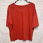 Tahari  Coral Orange  V-Neck 100% Linen Oversized Short Sleeve Top Womans Medium Photo 4