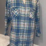 Arizona Jeans Arizona Jean company blue plaid button up top shirt 3/4 sleeves XL Photo 0