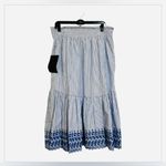 Tuckernuck Cinzia Blue Stripe Eyelet Skirt Size M NWT Cotton Blend Midi Boho White Size M Photo 5