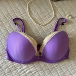 Betsey Johnson Betsy Johnson, purple cream, lace, trim, bow, cute bra, coquette Y2K 32D Photo 1