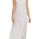 DKNY  Linen V Neck long Maxi shift  Dress white sleeveless extra small nwt Photo 0