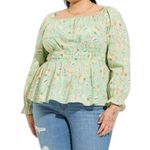 Torrid Cotton Clip Dot Blouson Sleeve Smocked Long Sleeve Top Floral Print 2XL Photo 0