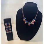 Betsey Johnson SPARKLING MULTICOLOR BEJEWELED FLORAL BUTTERFLY CHAIN NECKLACE Photo 0