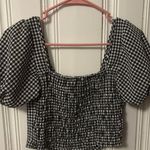 TJ Maxx Black and White Checked Puff Sleeve Crop top Photo 2