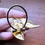 Vintage Double Leaf Clasp Pinless Brooch Pin Gold Tone Photo 13