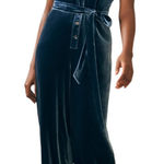 Faherty NWT  Stretch Silk Velvet Jumpsuit in Navy – Size 4 - MSRP $248 Photo 0