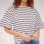 J.Crew  Women’s Black and White Striped Bell Ruffle Sleeve Boatneck Blouse  Style Photo 0