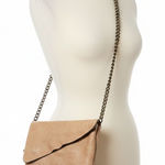 Maxon Collection Italian Blush Leather Foldover Clutch Chain Crossbody Bag Purse Tan Photo 0