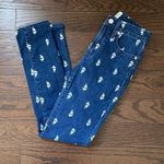 J. Crew. 9” High Rise Toothpick Jeans w/floral pattern. Size 25 Blue Photo 0