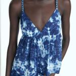 ZARA  tie dye printed cotton top Blue/ white Photo 0