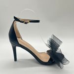 Allegra K Heels Sandals Women 8 Black Mesh Bow Pointed Toe Slip On Dressy New Photo 2