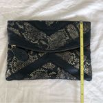 Helena de Natalio Leather Black Gold Giselle Snakeskin Clutch Purse Photo 2