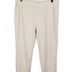 J.Jill  Linen Stretch Pants Flat Front Slit Ankle Macademia Tan Size Small Photo 0