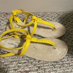 Jack Rogers Evie Espadrille T-Strap Sandals Leather Yellow Size 8 Photo 5