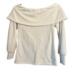 Ann Taylor Off-the-Shoulder Sweatshirt. Size XS. Ivory Color Photo 3