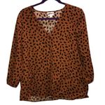 Everly NWT Peplum Leopard Print Blouse - Size Large Photo 0