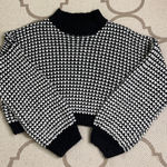 Cloud Ten  Black White Cropped Chunky Knit Sweater, Size large Photo 0