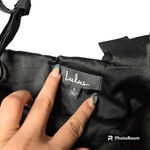 Lulus Black Tie Optional Satin Ruffled Midi Dress Photo 3