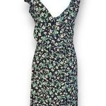 Topshop Dress Black Yellow Green Floral Ruffled Vneckline Sleeveless Wrap Midi Photo 0