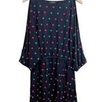 Marc by Marc Jacobs  Med Cold Shoulder Novelty Lips Embroidered Black Midi Dress Photo 0