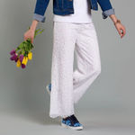 Isaac Mizrahi Live! Pants Sz XLP White Lace Knit Regular Wide Leg Elastic Waist‎ Photo 0