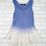 Raya Sun  Blue Ombre Boho Sleeveless Tunic Top with‎ Embellished Detail Size L Photo 0