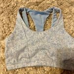 Gymshark Blue and white speckled Sports Bra overlapping Racerback detail Small Photo 0