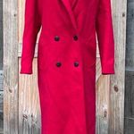 Vintage Alorna Long Red Wool Black Velvet Collar Double Breasted Maxi Coat~M~ Photo 0