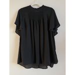 Torrid Georgette Lace Inset Blouse Black Chiffon Short Sleeve Top High Neck 2X Photo 4