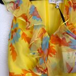 SALONI Silk Floral Dress Womens Size 2 Yellow RITA Flowy Ruffle Midi Dress * Photo 13