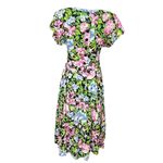 Vintage 80’s/90’s All That Jazz Black Floral Dress Fit and Flare Midi Style S Green Photo 1