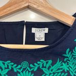J.Crew  Embroidered Navy Linen‎ Sleeveless Shift Dress Size Medium Photo 2