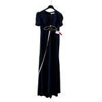 Mac Duggal  2630 Plunge Neck Puff Sleeve Cut Out Gown Navy 8 UB Photo 3