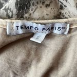 Tempo Paris Shirt Womens Small Cream Gray Snake Print Silk Blouse Edgy Casual Photo 4