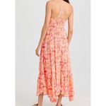 Free People Dusk Coral Combo Smocked Maxi Dress Floral Print Halter Style Large Photo 1