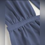 Cider  Deep V Tie back Elegant Blue Jumpsuit Photo 1