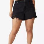 Cotton On  Curve Plus Sized Black Jean Shorts Distressed High-Waisted-Size 22-NWT Photo 0