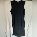 James Perse  Black Ruched Sheath Midi Dress Photo 2