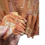 Y2K Orange Floral Sheer Baby Doll Boho Fairy Romantic Girly Top Medium Photo 6