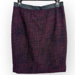 Akris Punto Tweed Wool Blend Pencil Skirt Pink Black Satin Trim Size 6 Photo 0