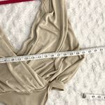 Free People  Beige Gold Oxide Shimmer Deep V-neck Draped Night Owl Bodysuit XS Photo 7