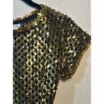 VTG Southeastern Gold Sequin Beaded Top Women Small 17"x21" Sparkle Disco Party Photo 3