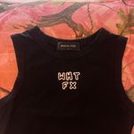 White Fox Boutique "wht fx" logo embroidered black high neck crop top Photo 1