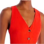 AQUA  Women's Orange Button-Front Jumpsuit Wide Leg Sleeveless‎ Back Cut Out Photo 3
