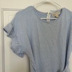 Michael Kors Michael by blue and white striped dress with front tie Photo 3